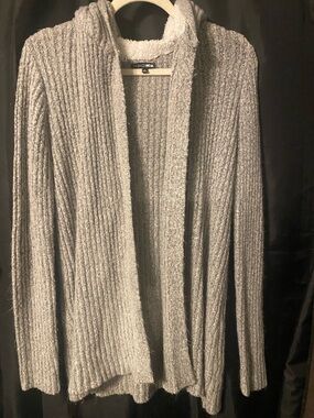 Fashion Nova Gray Ribbed Open-Front Cardigan Sweater